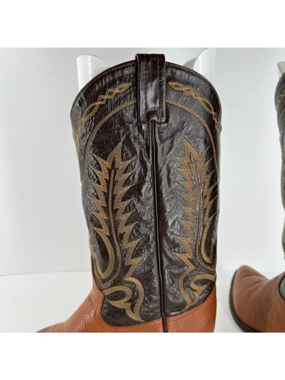 Tony Lama 6552 Cowboy Boots Mens 10 D Leather Vintage Western Two Tone USA Brown